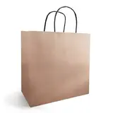 Sac kraft rose cuivré à poignées torsadées 18+8x22cm 90g/m² (x50)