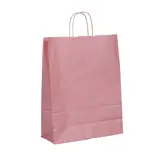 Sac kraft rose poudré à poignées torsadées – L 36 + 13 x H 44,5 cm – Paquet de 50