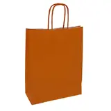 Sac kraft orange passion à poignées torsadées – L 19 + 8 x H 23,5 cm – 90 g/m² – Paquet de 50