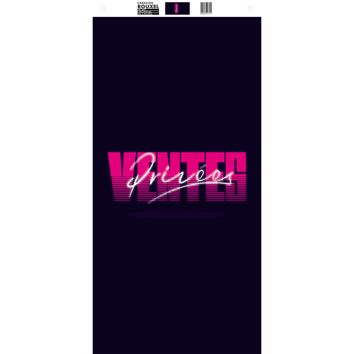 Affiche Ventes privées verticale Néon 40 x 80 cm violet/fuchsia