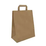 Sac papier kraft brun poignées plates 26 x 14 x 32 cm - Sac papier kraft - Paquet de 250