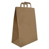 Sac papier kraft brun poignées plates 32+17x44 cm - Sac papier kraft - Paquet de 250