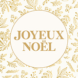 Étiquettes cadeaux adhésives Joyeux Noël feuillage or/blanc ø35 mm – Paquet de 500