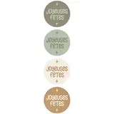 Assortiment étiquettes adhésives Joyeuses Fêtes ø 35 mm - Paquet de 500