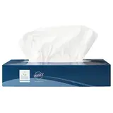 Boîte de 100 mouchoirs blancs extra doux 2 plis - 100% cellulose, Écolabel, traitement anti-humidité, double ouverture