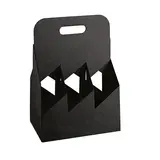 Porte-bouteilles carton kraft 6 bières Long Neck 33 cl noir 19,5 + 13 x 29 cm, paquet de 30