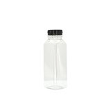 Bouteille carrée en plastique PET transparent avec bouchon noir 330 ml