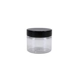 Pot PET cylindrique transparent avec couvercle vissant noir - 50 ml - carton de 760 unités