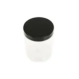 Pot PET cylindrique transparent avec couvercle vissant noir - 300 ml - carton de 212 unités