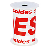 Banderole Soldes 15 cm x 10 m blanc/rouge plastique - Affichage Soldes