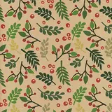 Papier cadeau kraft brun houx vert/rouge 70 cm x 50 m 60 g/m² – le rouleau