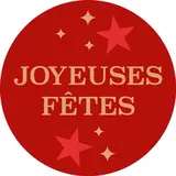 Étiquettes cadeaux adhésives rondes Joyeuses Fêtes rouge/or ø35 mm – Paquet de 500
