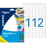 Mini-étiquettes adhésives blanches Apli Agipa 12x18,3mm - Planche A5 - Paquet de 1792