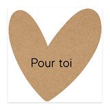 Étiquettes cadeaux adhésives forme cœur Pour toi brun/noir 65 x 65 mm – Paquet de 200
