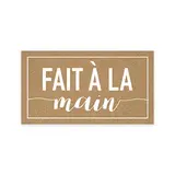 Étiquettes cadeaux adhésives rectangulaires Fait à la main brun/blanc 45 x 25 mm – Paquet de 500