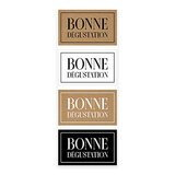 Étiquettes cadeaux adhésives rectangulaires combi Bonne dégustation brun/blanc/noir 45 x 25 mm – Paquet de 500