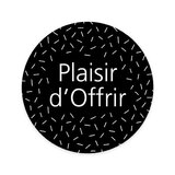 Étiquettes cadeaux adhésives rondes Plaisir d’Offrir noir/blanc ø65 mm – Paquet de 200