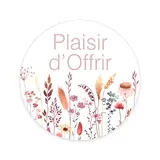 Étiquettes cadeaux adhésives rondes Plaisir d’Offrir fleurs séchées pastel rose ø65 mm – Paquet de 200