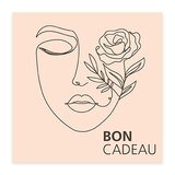 Bon cadeau visage line art & rose 12x12cm avec enveloppe – paquet de 12