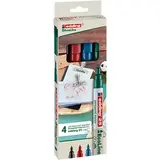 Marqueurs permanents Edding E-25 EcoLine recyclés – Pointe fine 1 mm – Paquet de 4