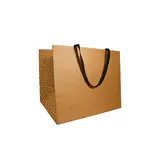 Sac luxe kraft brun / noir à poignées papier – L 25 x P 13 x H 33 cm – Paquet de 10