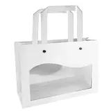 Sac kraft  blanc à fenêtre et poignées blanches – L 20 x P 7,5 x H 15 cm – Paquet de 10