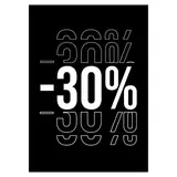 Etiquette -30% à trou 50 x 70 mm - Etiquettes Soldes - Paquet de 250
