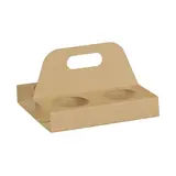 Porte-gobelets carton 4 expressos kraft brun avec poignée 15,5x13cm - Plateau porte gobelets - Lot de 200