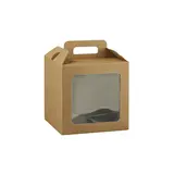 Valisette carton à fenêtre et poignée kraft brun 21 x 21 x 21 cm – Paquet de 30