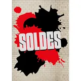 Affiche SOLDES Street Art rouge/noir 120 x 170 cm – papier couché ½ mat 190 g/m²