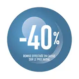Sticker Soldes “-40%” Bleu – Pastille adhésive ø25mm - Lot de 500