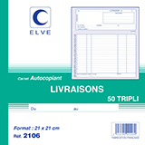 Carnet de Bon de livraison Elve Manifold 210 x 210 mm 50 pages autocopiantes 3 exemplaires