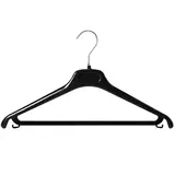Cintre noir plastique avec barre et crochets 42 cm - Cintre pantalon - Lot de 100