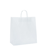Sac kraft blanc à poignées torsadées 24+10x31cm 90g/m² (x200)