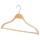 Cintre bois naturel antiglisse avec barre 45 cm - Cintre plat - Cintre chemise - Lot de 6