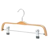 Cintre à pinces bois naturel avec barre 37 cm - Cintre plat - Lot de 3