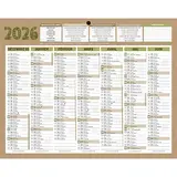 Calendrier semestriel mural 2026 Natura - 21 x 26,5 cm - 7 mois recto verso - 100 % recyclable et recyclé - congés scolaires, fêtes, lunaisons - Origine France Garantie