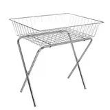 Bac soldeur sur pied métal chromé 95 x 65 x 90 cm - Soldeur corbeille - Bac de fouille