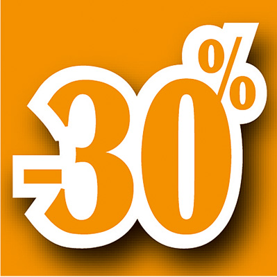 Affiche Promo -30% 40 x 40 cm orange - Affiches Prix et Pourcentages