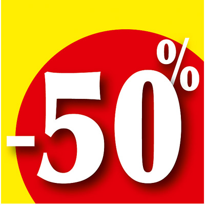 Affiche Promo -50% 80 x 80 cm rouge / jaune / blanc - Affiches Prix et Pourcentages