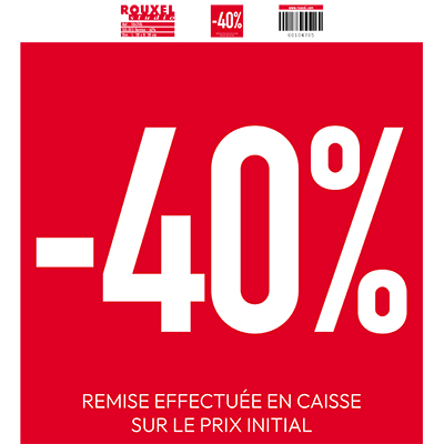 Affiche Soldes -40% rouge / blanc 38 x 42 cm - Affiche promo - Affiches Prix et Pourcentages