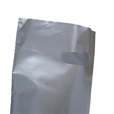 Sac plastique PEBD argent poignées découpées 25+4x38cm 55µ – Paquet de 100 - Sacs plastique unis, poignées découpées-2