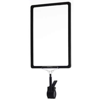 Pince porte-étiquette pivotante noire ABS – fixation jusqu’à 35 mm 8 x 14 cm - Lot de 10 - Porte-affiches à clipser - à pincer-1