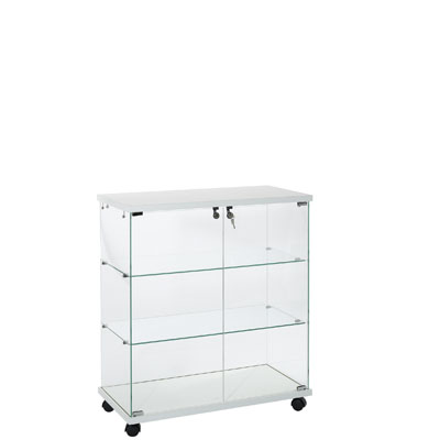Comptoir vitrine - Verre transparent - L 80 x P 40 x H 90 cm - Vitrines tablettes fixes