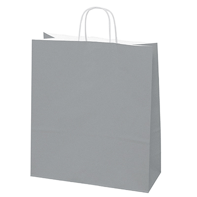 Sac kraft gris à poignées torsadées 35+14x44cm 90g/m² (x50) - Sacs kraft couleur poignées torsadées
