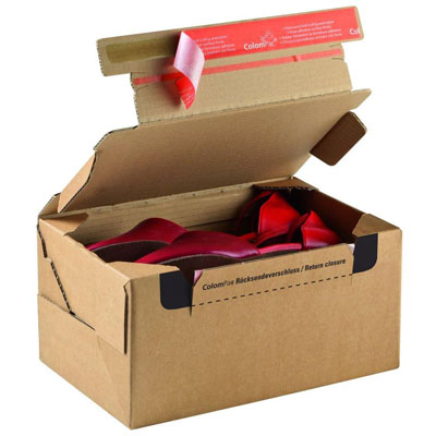 Cartons d'expédition sécurisés + retour - Brun - 33,6 x 24,1 x 14 cm - Paquet de 10 - Cartons d'expédition, Boîtes d'expédition