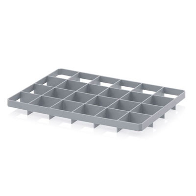 Séparateur pour bac Euro 24 compartiments 60 x 40 cm gris argenté - Bacs plastique à parois et fond pleins