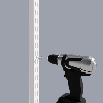 Montant crémaillère double perforation 240cm blanc section 25x20mm - Ligne Square 25 blanc-1