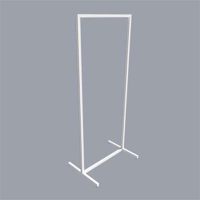 Portant vêtement fixe professionnel blanc sur vérin, 65x45x150cm - Ligne Square 25 blanc-1