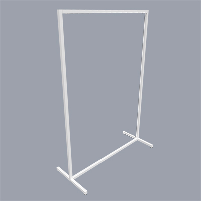 Portant vêtement fixe professionnel blanc sur vérin, 105x45x150cm - Ligne Square 25 blanc-1